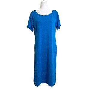 Kettlewell Womens Shift Dress Short Sleeve Jersey Aqua Blue Cotton Size L